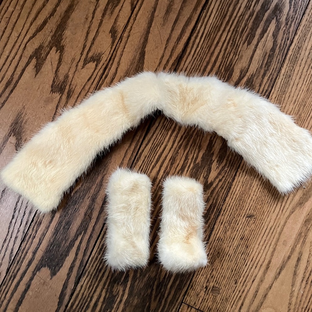 Vintage Mink Fur coat collar and cuffs